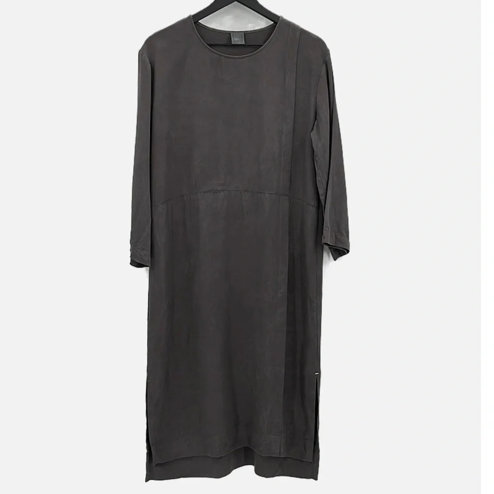 GREI. Minimalist Lagenlook Long Sleeve Shift Dress in Gray - Size Medium